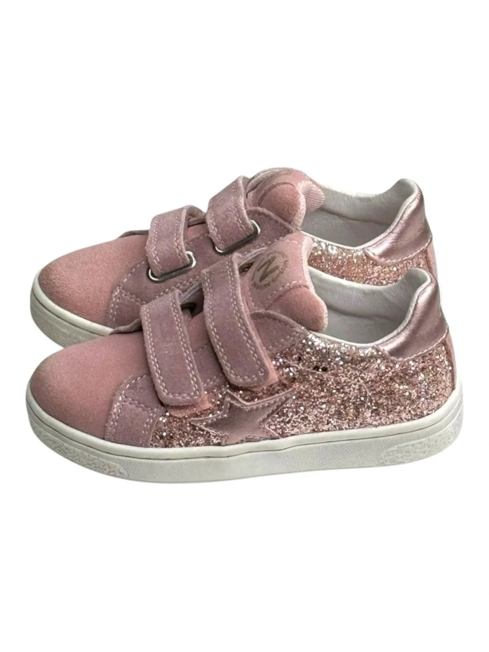Naturino ★ Pinn VL Glitter Star Italian Suede Sneaker ★ Pink ★ Toddler 8M 25 ★